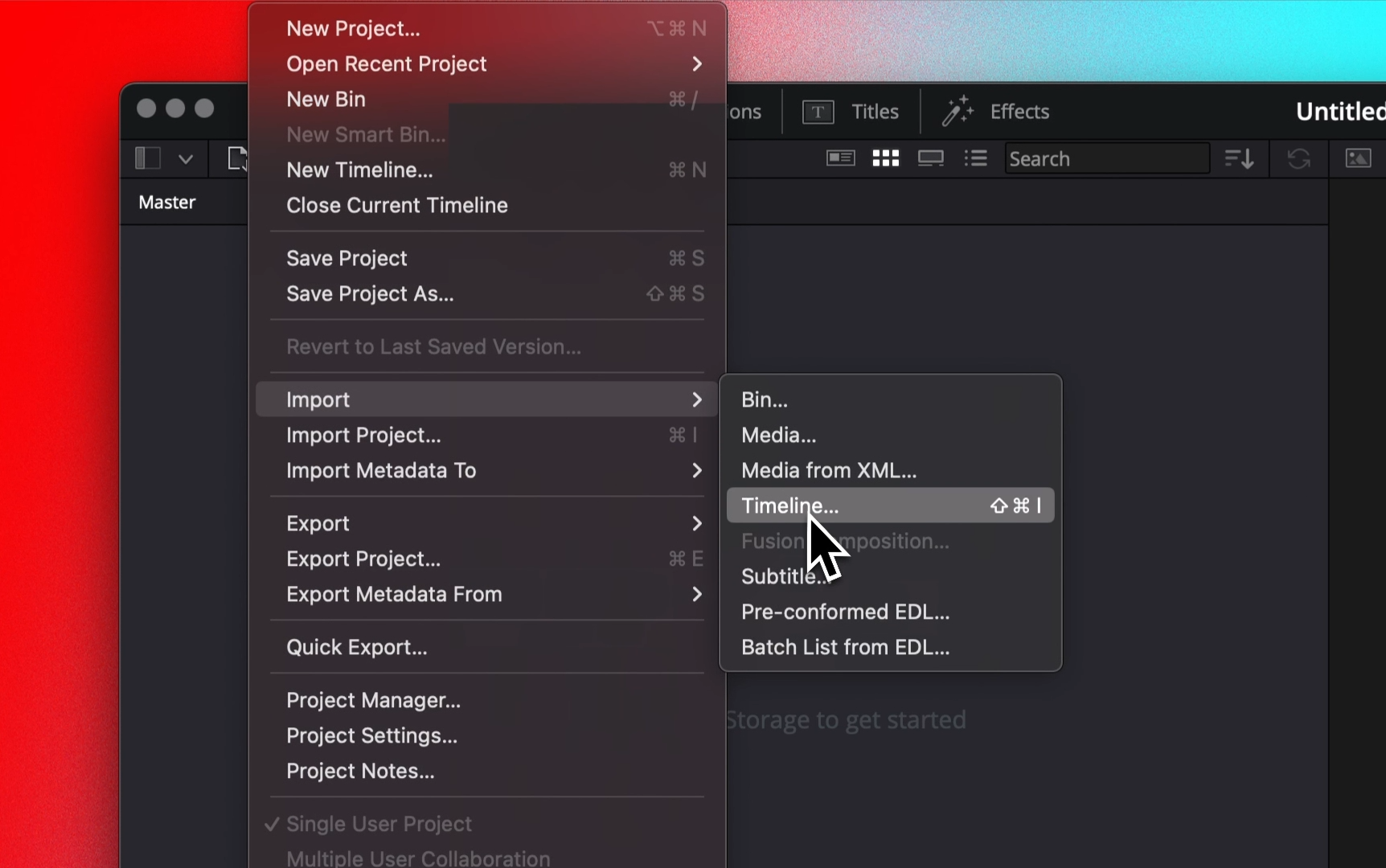 File > Import > Timeline...